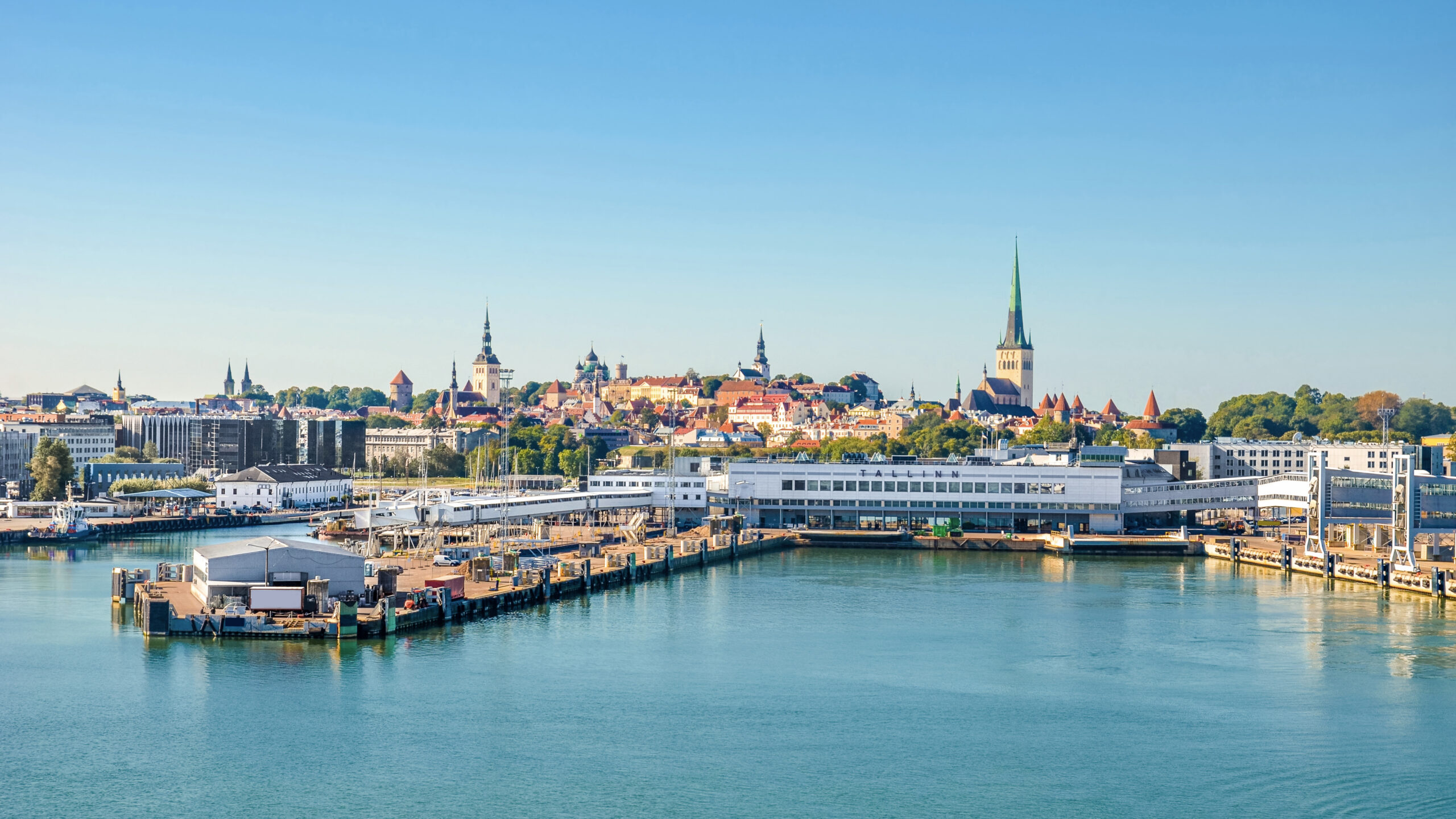 View of port of Tallinn, Estonia in summertime